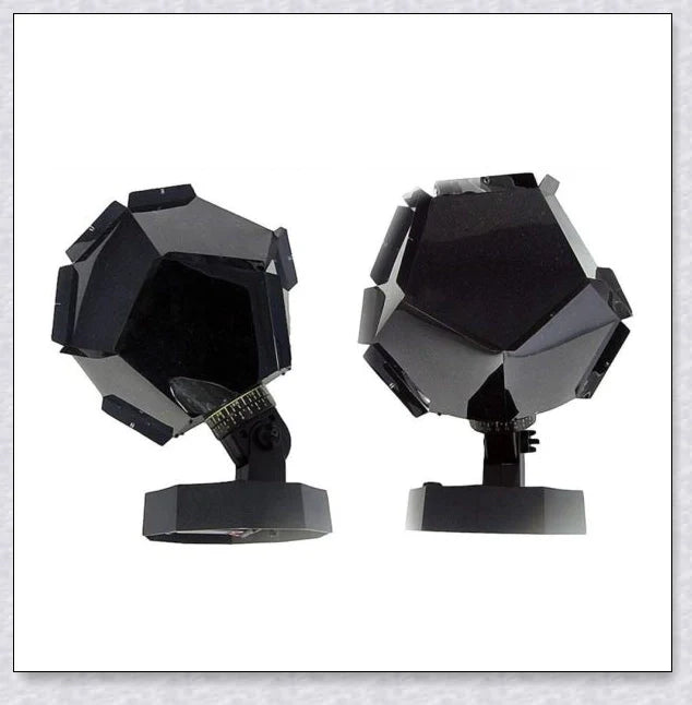 Enchanting star projector lamp casting a mesmerising galaxy display on the walls and ceiling of a bedroom