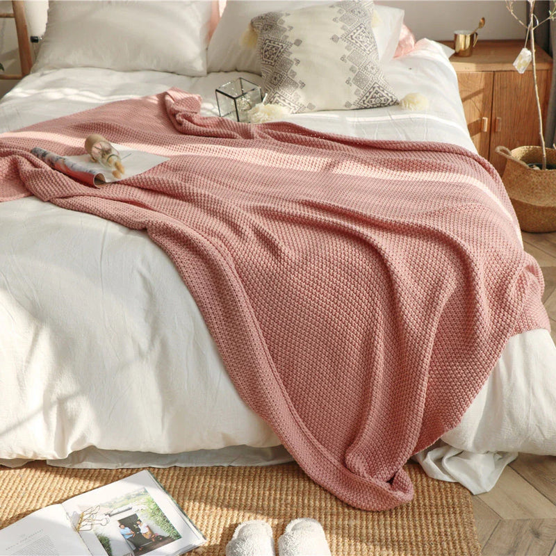 Homeenjoy_UK Cosy Oversized Moss Stitch Knitted Blanket for Bed and Sofa