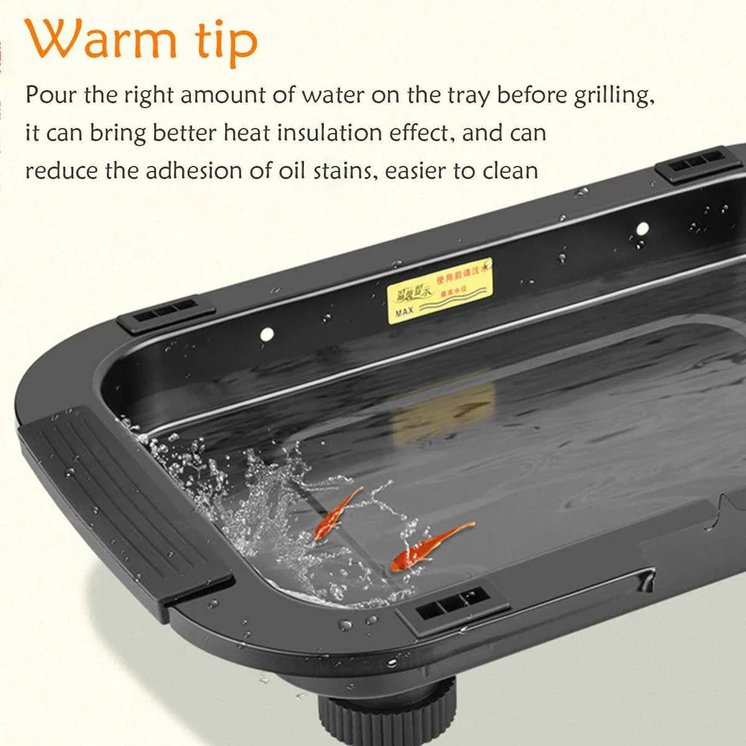 European Standard Spot Household Smokeless Electric Barbecue Grill with sleek black design and adjustable temperature control