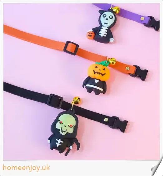 Collaween Halloween Pet Collar Adornment with luminous skeleton and pumpkin designs