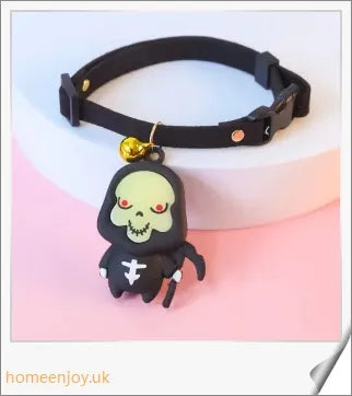 Collaween Halloween Pet Collar Adornment with luminous skeleton and pumpkin designs