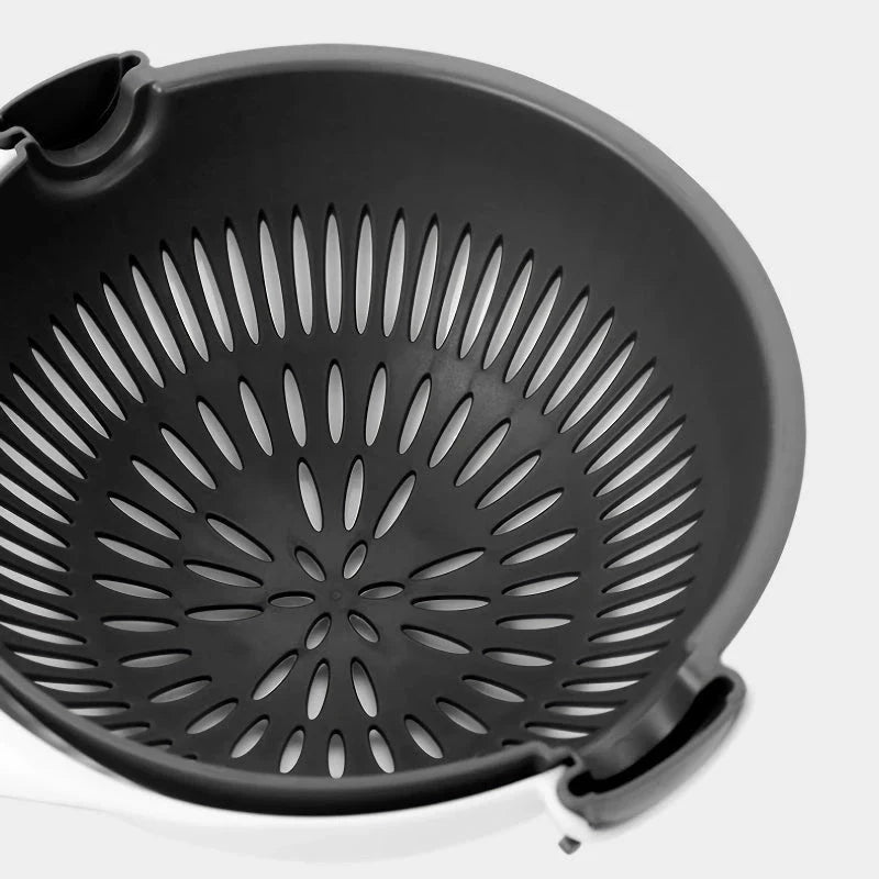 Multifunctional 2-in-1 Vegetable Slicer and Fruit Strainer with various accessories for slicing, dicing, and straining vegetables and fruits