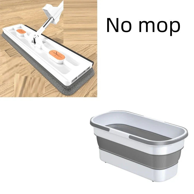 A premium 360° rotating flat mop with a stainless steel handle, suitable for cleaning various flooring types in homes.