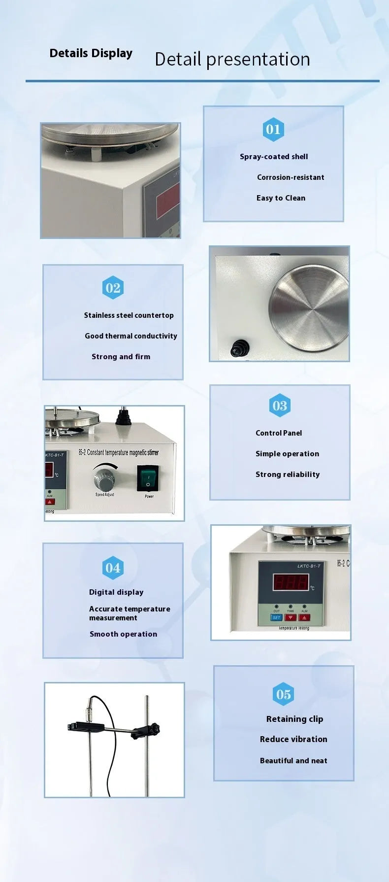 Digital display laboratory magnetic stirrer with heating plate, model XLD-85-2, on a benchtop.