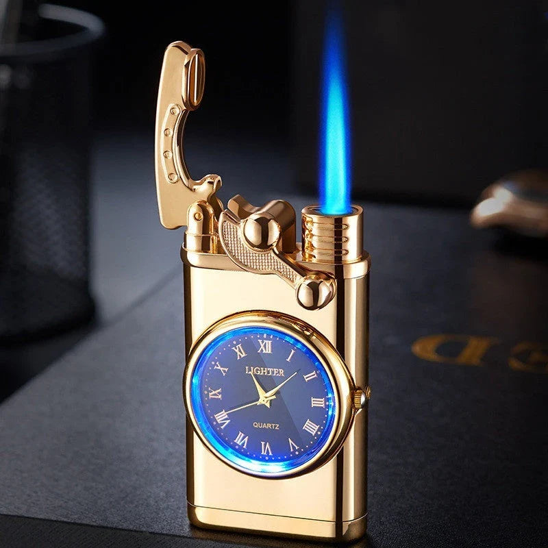 Multipurpose Butane Lighter and Wrist Watch Combo with Adjustable Flame, Durable Construction, and Stylish Design
