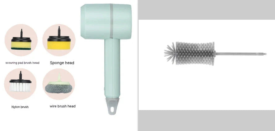 Powerful cordless electric cleaning brushes with interchangeable brush heads for versatile kitchen and bathroom cleaning