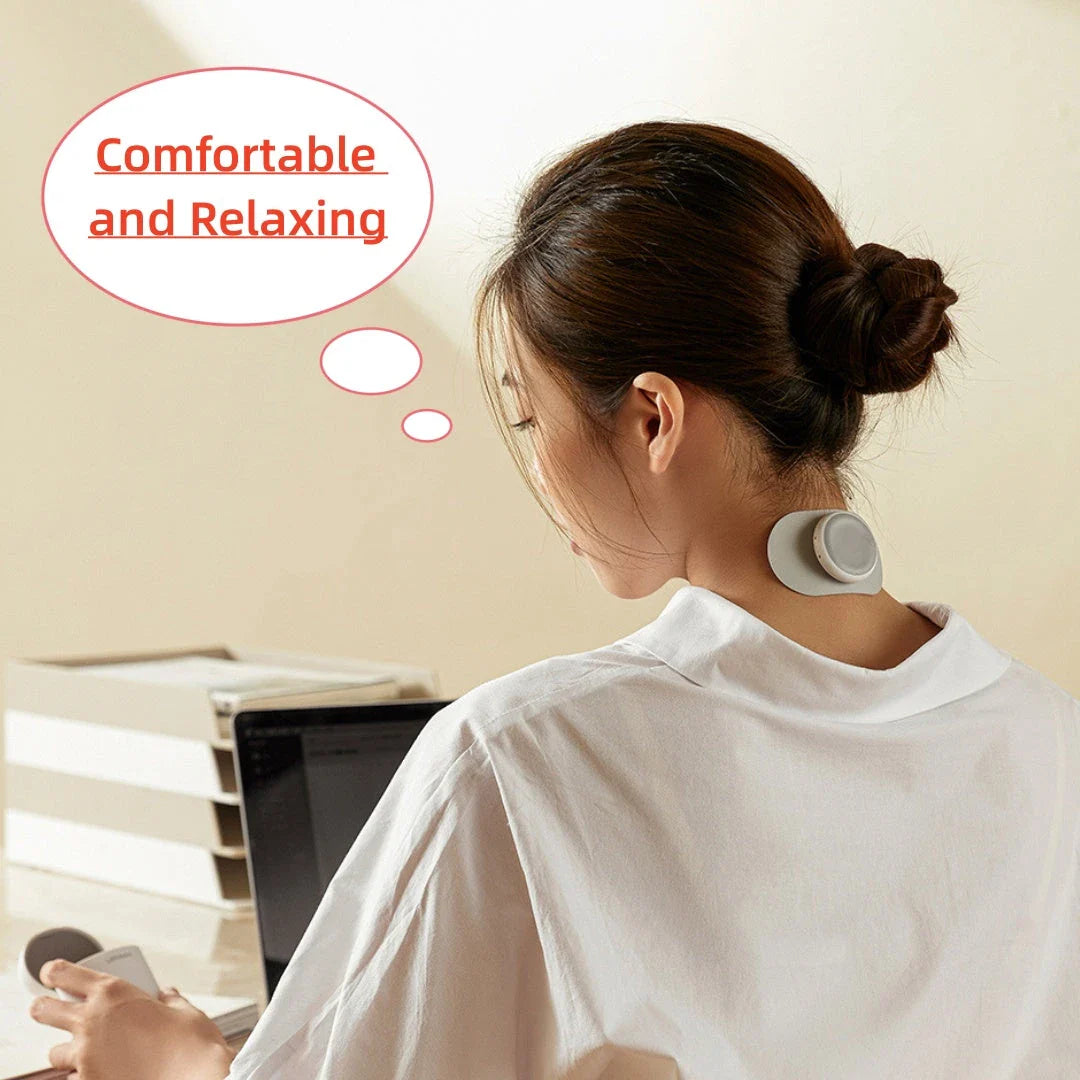 Portable cordless neck massager with low-frequency pulse technology for personalized muscle tension relief and stress management