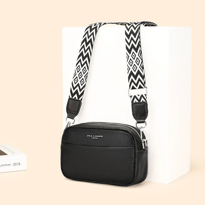 Stylish cowhide shoulder messenger bag with adjustable strap in various colours
