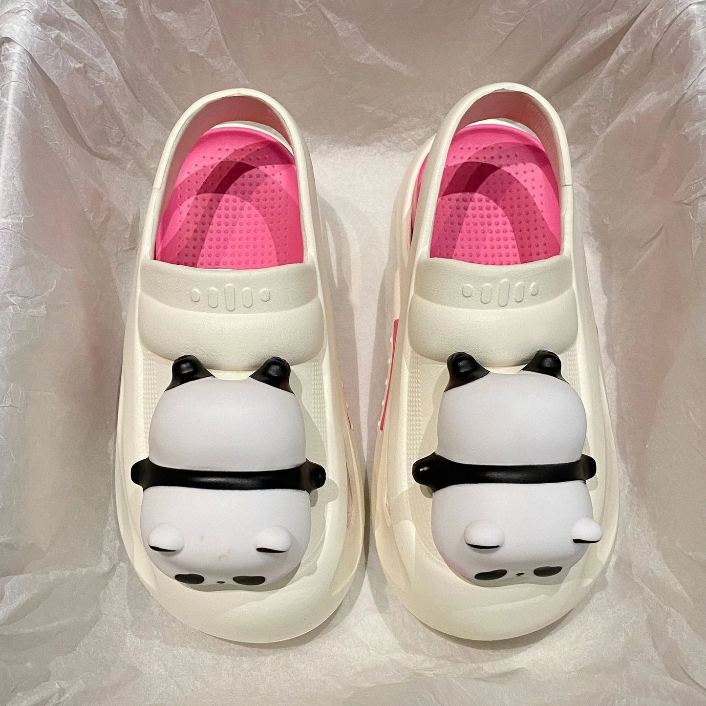 Cute panda-themed summer sandals with lamps, available in multiple colors and sizes for a comfortable, stylish, and fun summer look