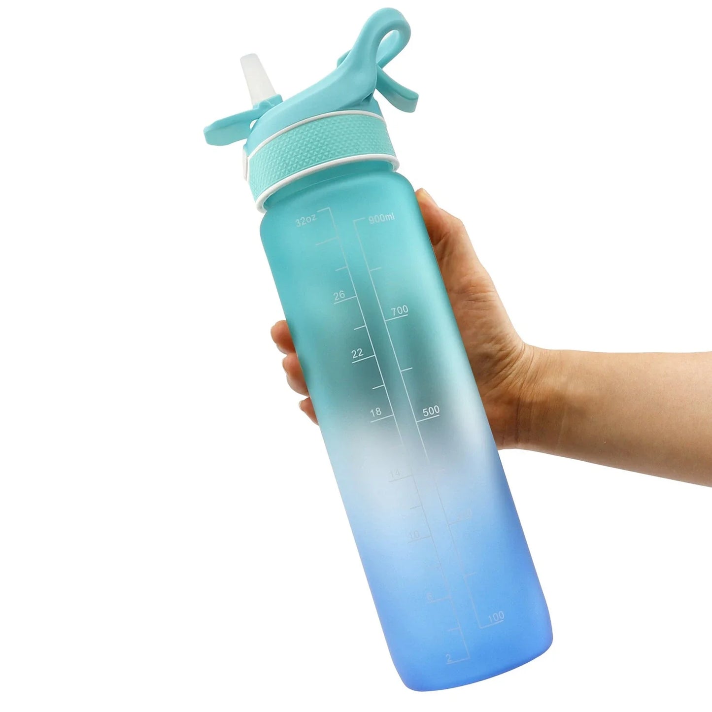 Premium sports water bottle with one-touch open cover, straw, and spray function, made of durable Tritan material in vibrant colors for active lifestyles.