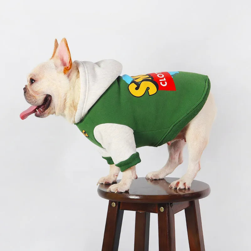 Green cotton dog coat for large dogs in sizes L XL 2XL 3XL 4XL for autumn and winter wear.
