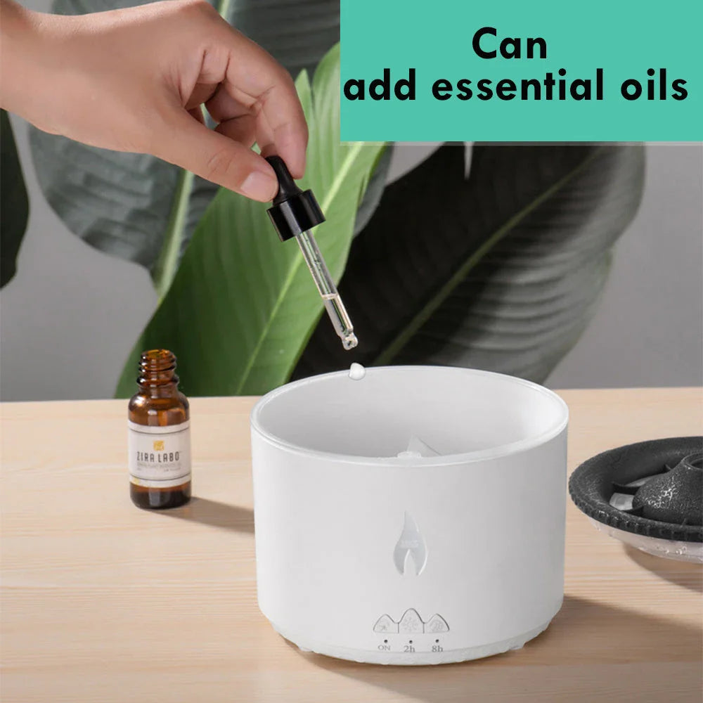 Ultrasonic essential oil humidifier with mesmerizing flame and jellyfish smoke ring effects, ideal for creating a soothing and relaxing atmosphere in any home or office.