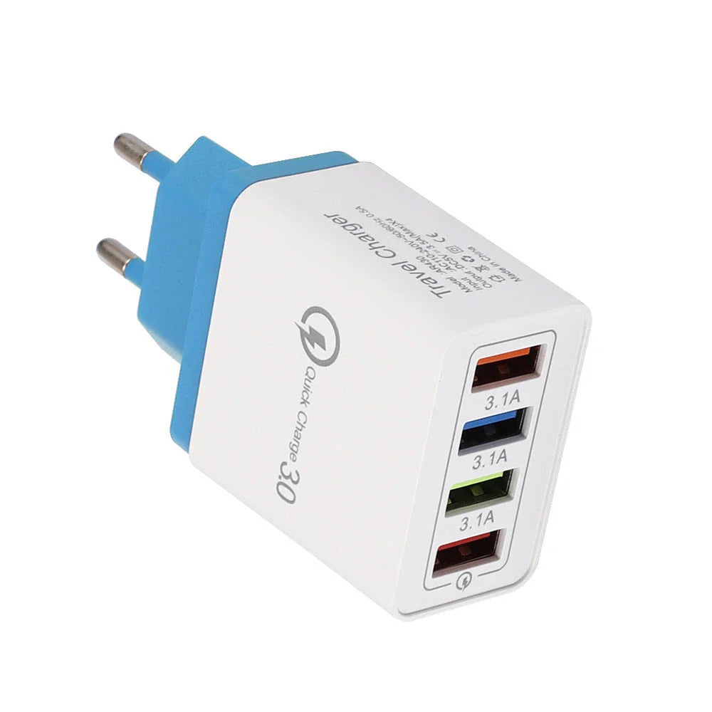 Powerful 4-Port USB Wall Charger with Quick Charge 3.0 for Phones and Tablets