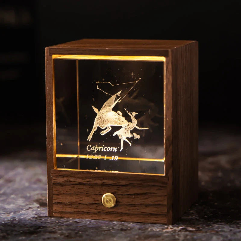 Dazzling Constellation Table Lamp with Premium Black Walnut and K9 Crystal Design