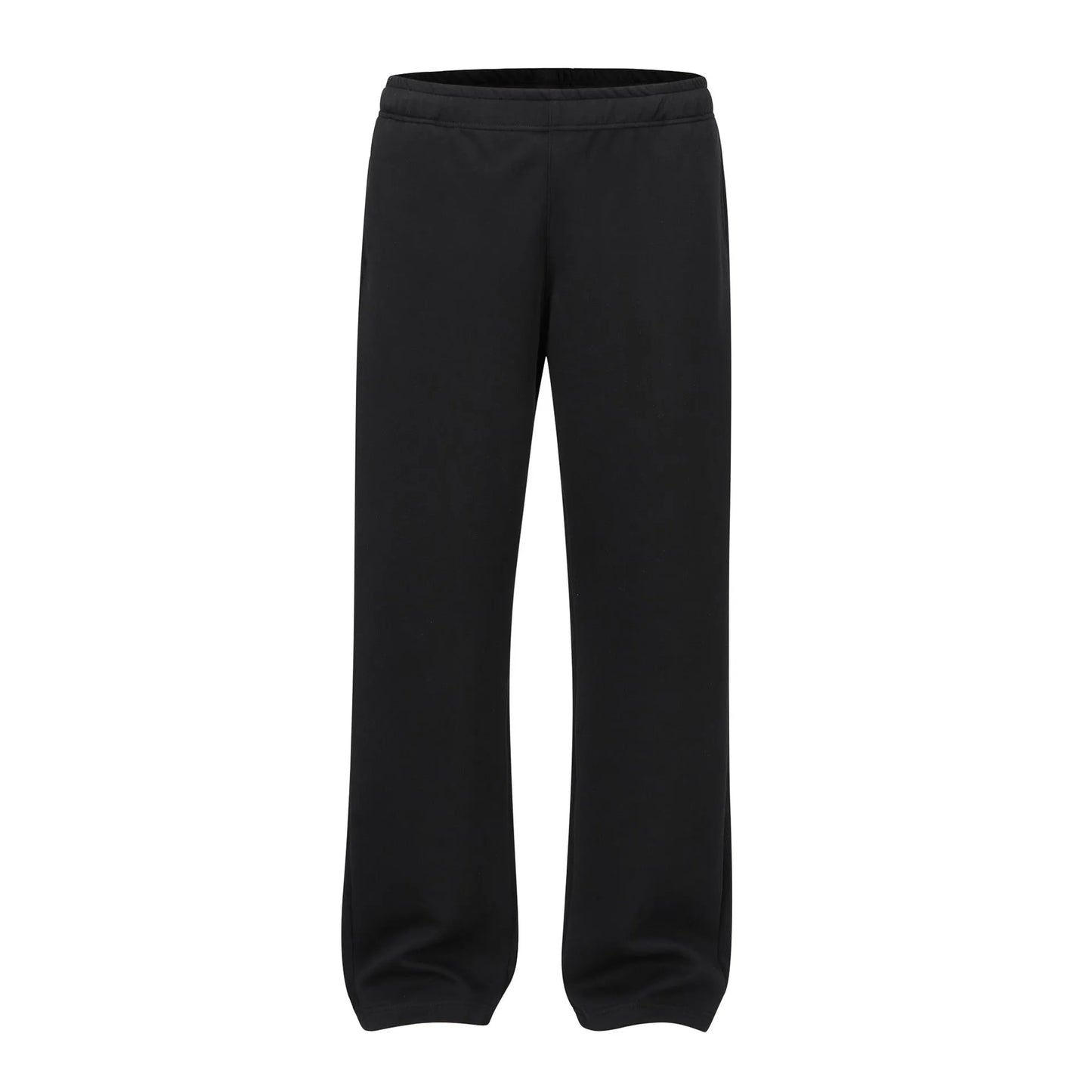 Men's solid colour cotton straight-leg loose casual trousers in grey and black.