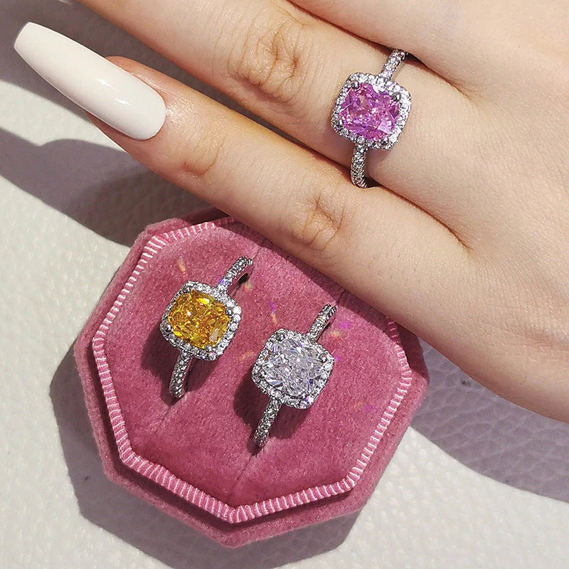 Stunning multicolor charm rings made with high-quality cubic zirconia stones in a captivating geometric design