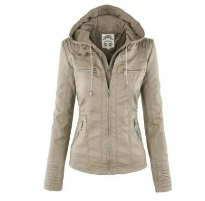 Stylish Detachable Hooded Jacket with Pockets - Casual Autumn/Winter Coat for Women in Various Colors
