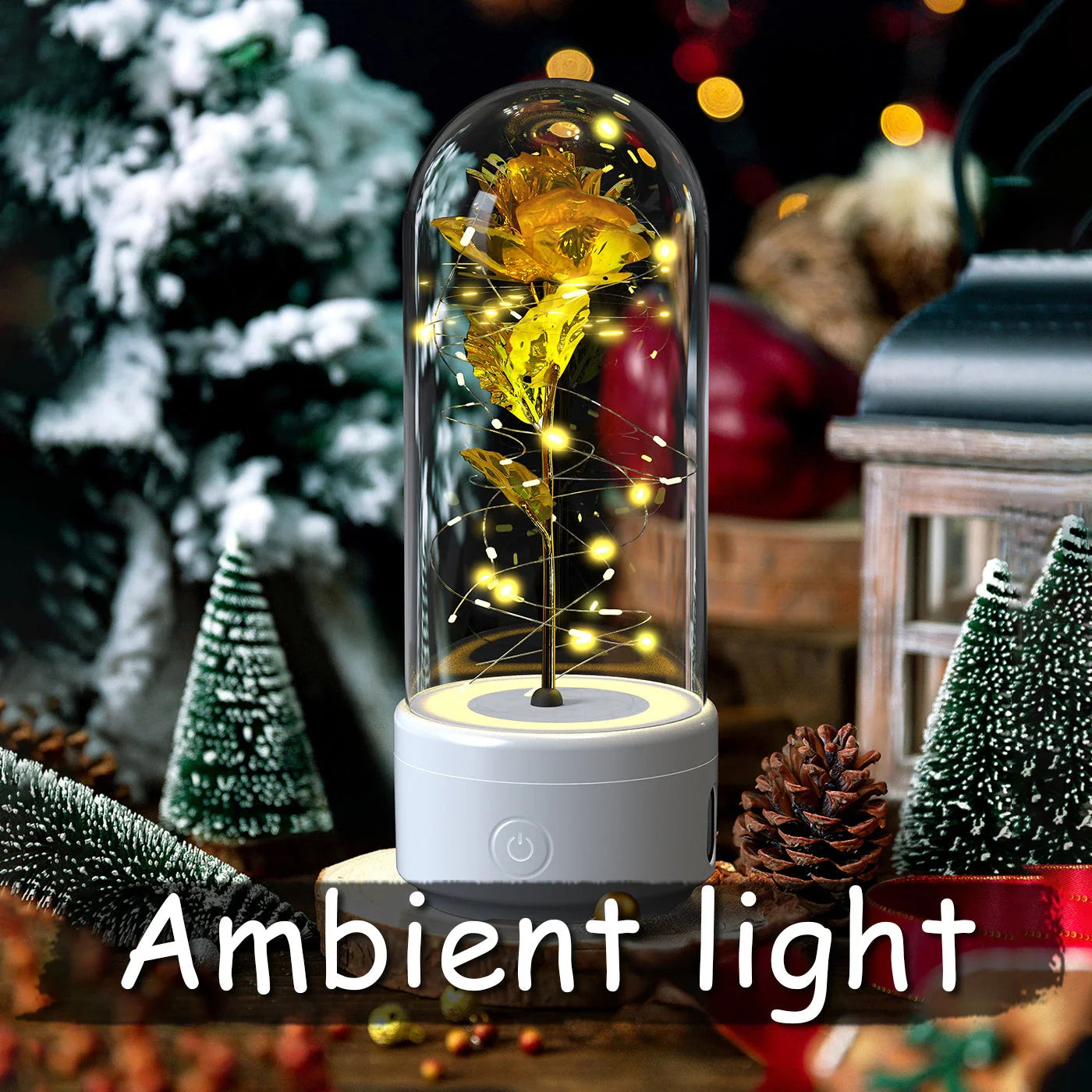 Elegant rose-themed LED light and Bluetooth speaker for romantic ambience and immersive audio experiences