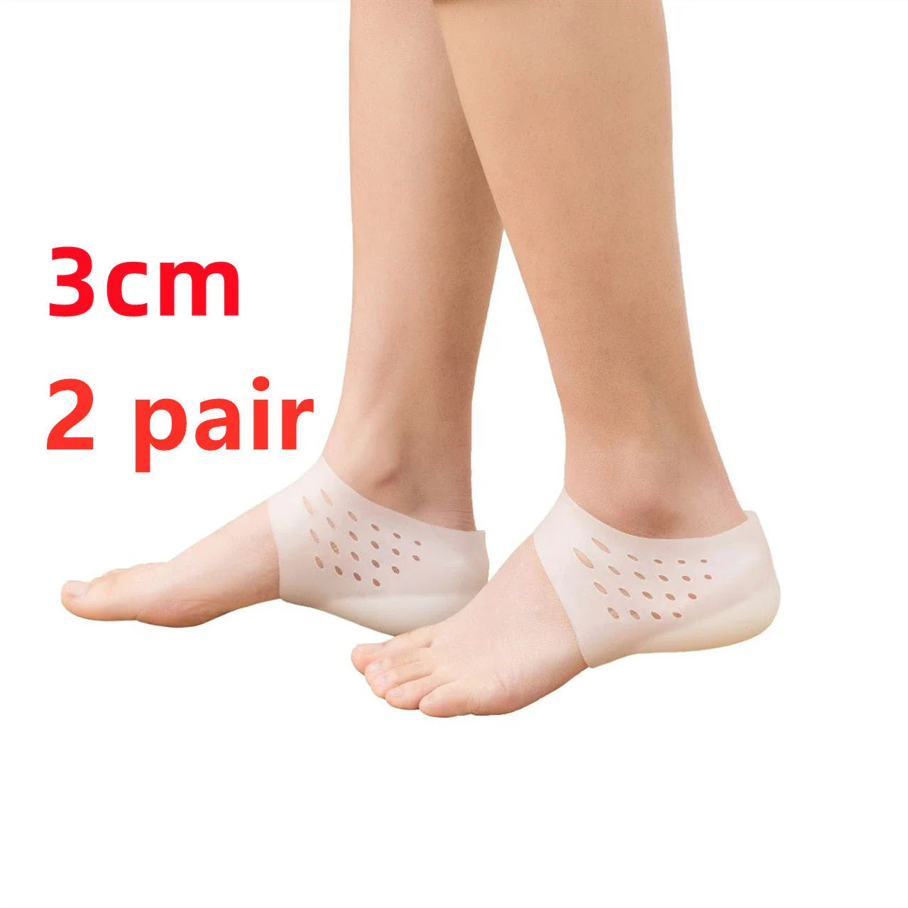 Discreet silicone heel height booster insoles in various colours and sizes for men and women