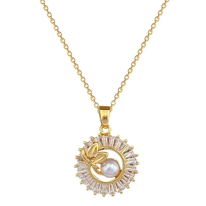 Personalized jewelry set with necklace, earrings, and ring featuring diamond-accented leaves design