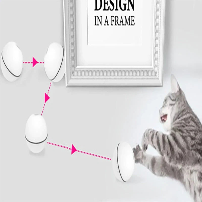 Robotic ball with LED lights and automatic 360-degree rotation, designed to captivate and entertain cats