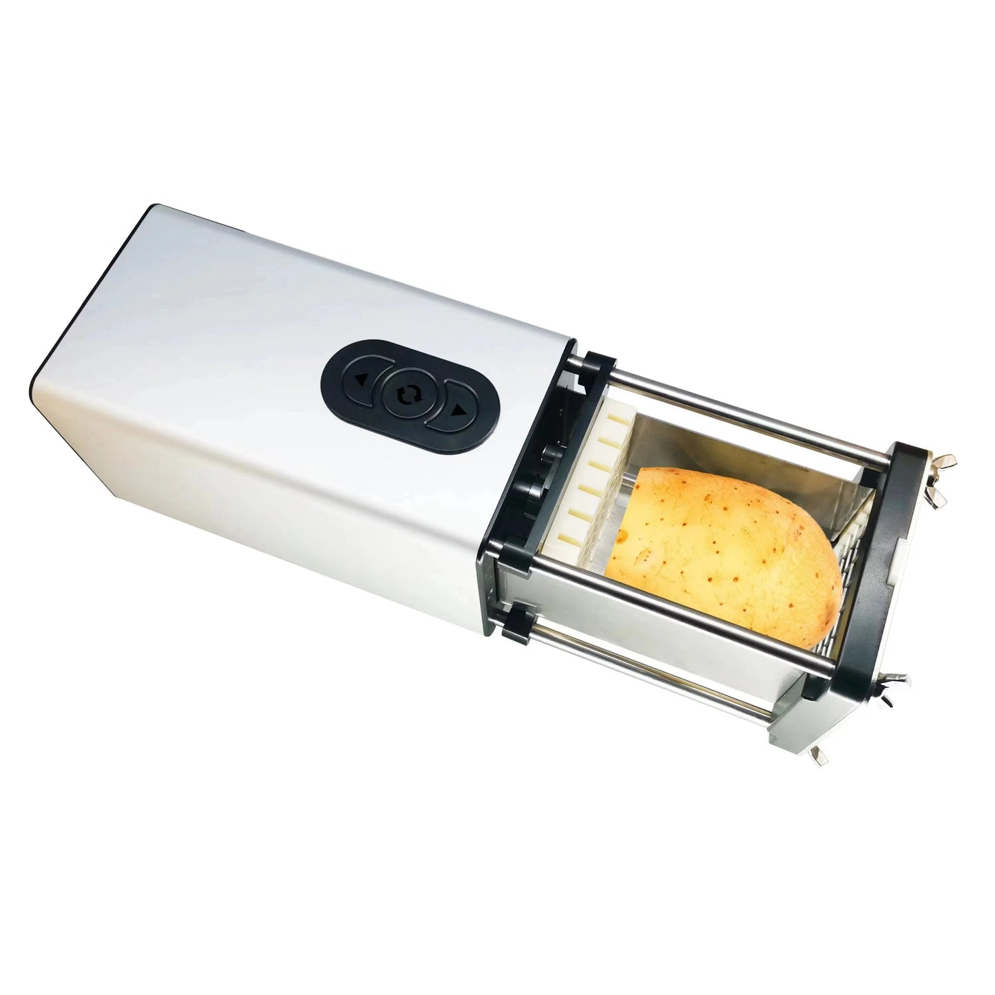 Premium electric French fry cutter with stainless steel blades and versatile cutting modes for commercial and home use