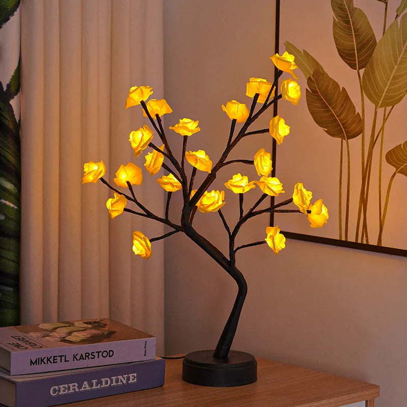 Enchanting 3D rose lamp with various color options, creates romantic ambiance for home decor