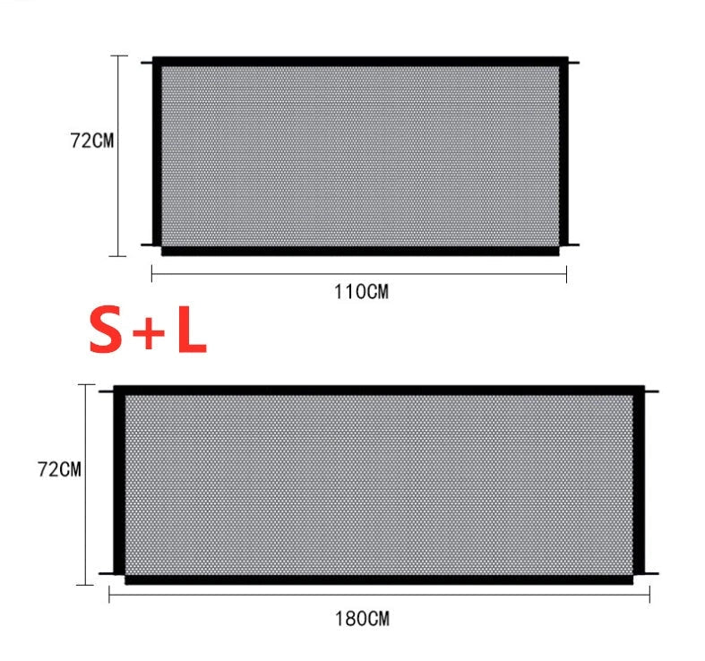 Durable nylon pet gate with foldable design for indoor use, creating a safe and secure play area for pets.