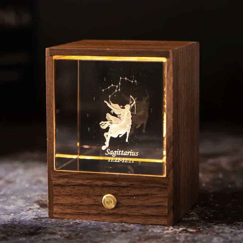 Dazzling Constellation Table Lamp with Premium Black Walnut and K9 Crystal Design