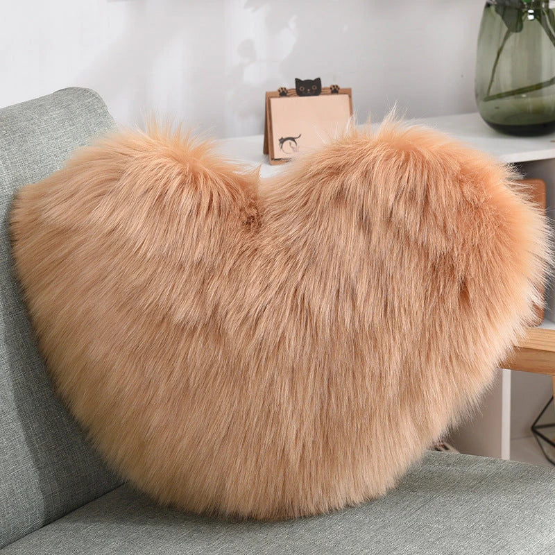 Soft, plush heart-shaped decorative throw pillow covers in various colors for living room and bedroom decor