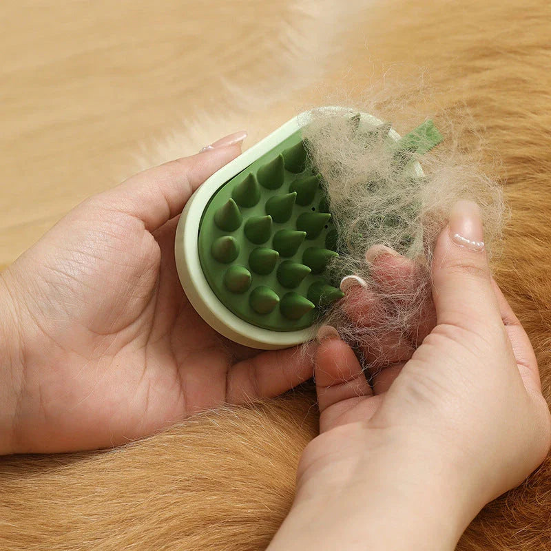 Soft silicone pet hair remover brush in various colors for bathing, grooming, and massage