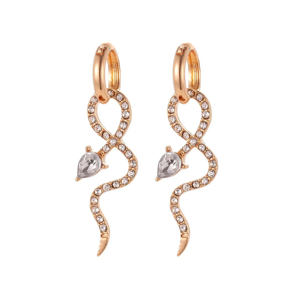 Elegant gold snake dangle earrings with a captivating serpentine design