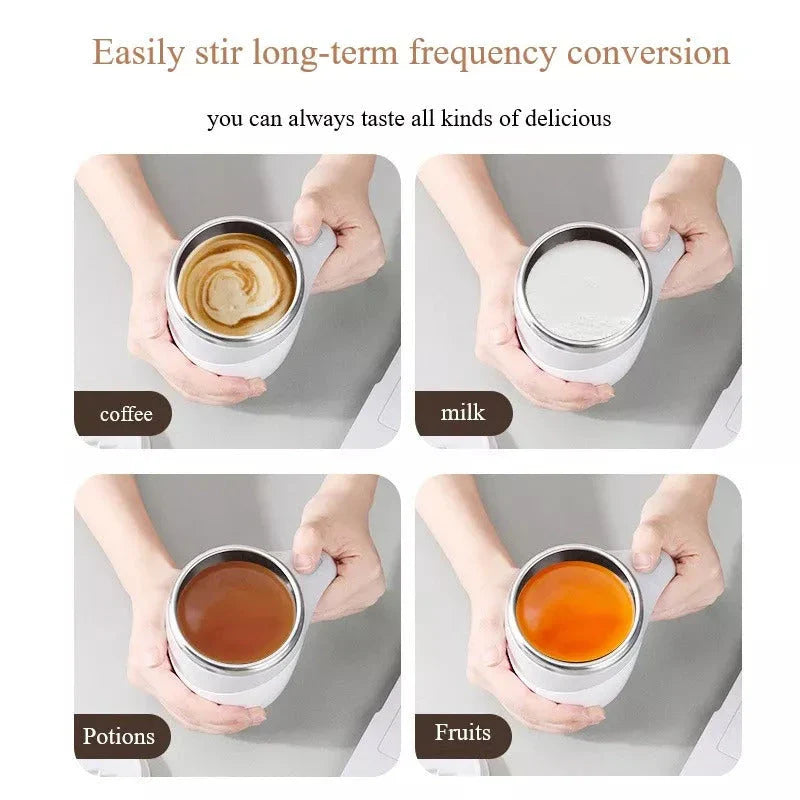 Premium Rechargeable Electric Stirring Mug for Coffee, Tea, and Beverages - Automatic Blending, Durable Construction, Cordless Convenience