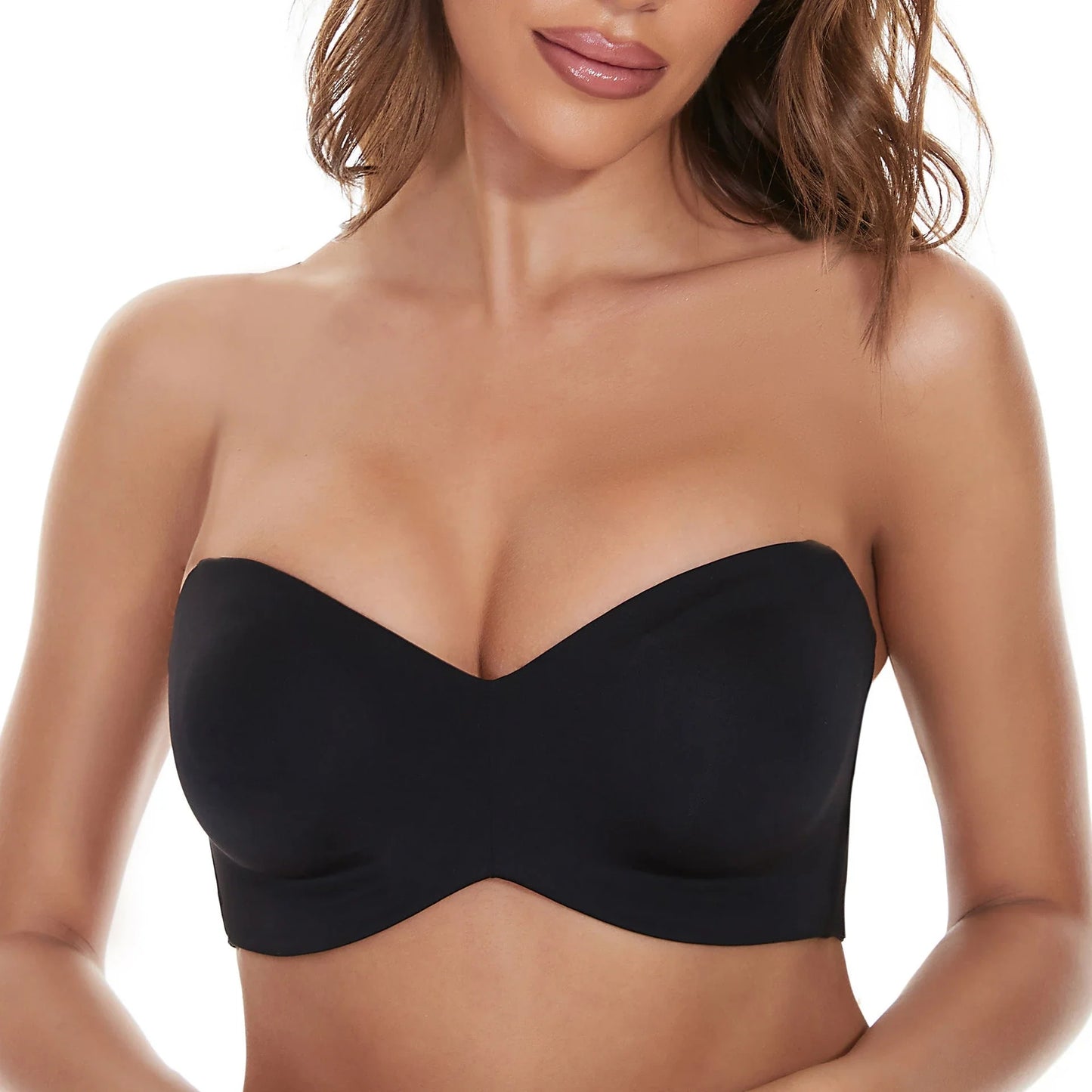 Seamless Invisible Wireless Push-Up Bra in Black and Skin Colors with Steel Ring Support