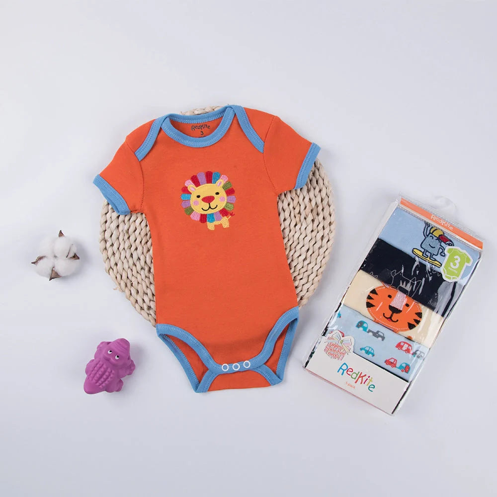 Charming cotton baby outfits in a 5-piece set, featuring a variety of sizes and styles for boys and girls
