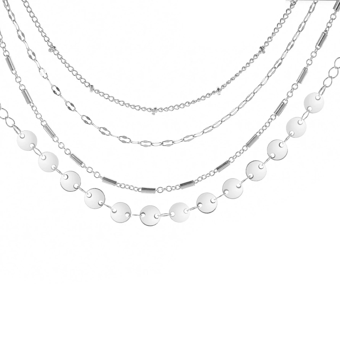 Elegant 4-pack women's chain disc bracelets set in gold and silver