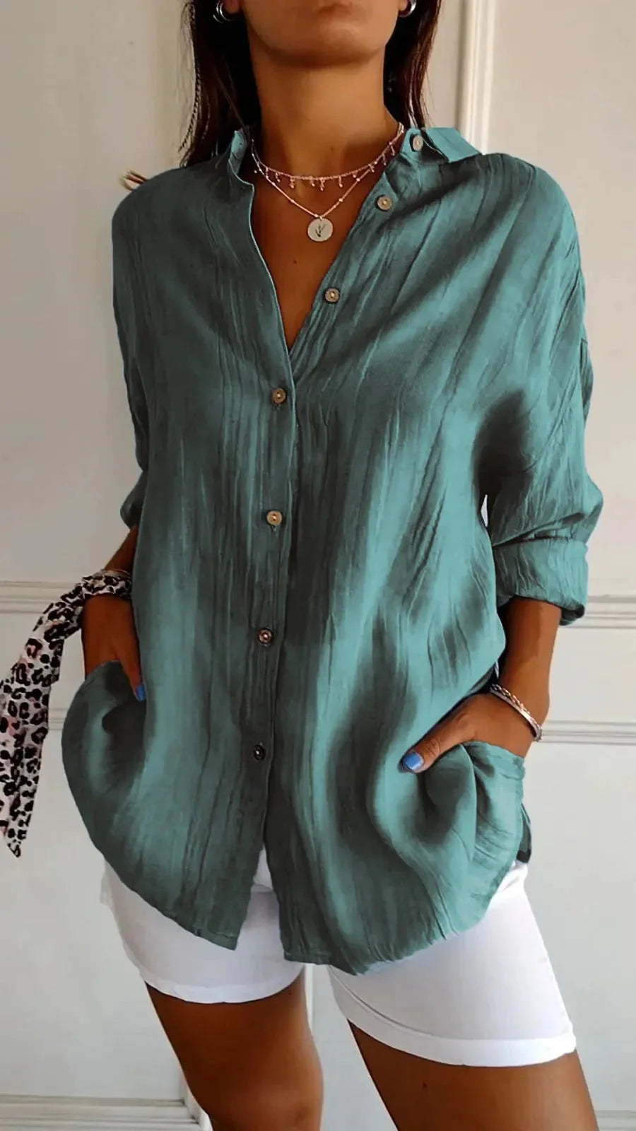 Stylish Women's Long Sleeve Pleated Shirt in various colours