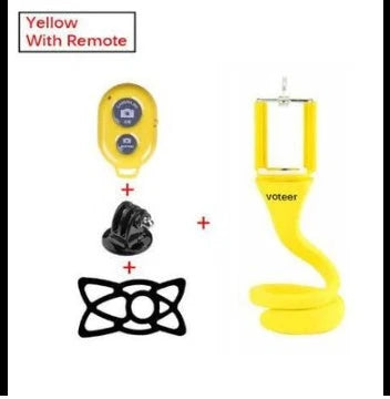 Flexible octopus-inspired mobile phone holder with adjustable tentacles and Bluetooth remote control for stable, high-quality mobile photography and videography