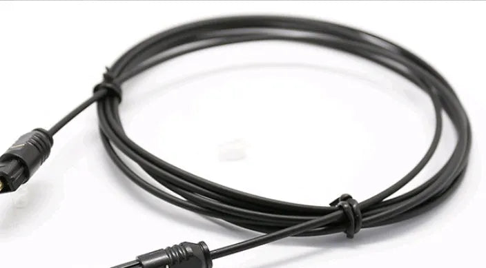OD2.2 digital audio optical cable with Toslink connectors on a white background.