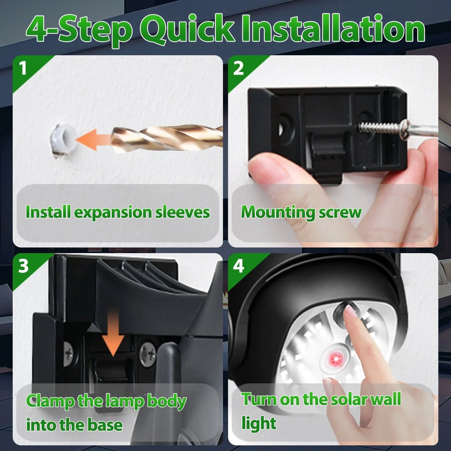 Human Sensing Solar Light for outdoor courtyards, black design, solar-powered with motion detection