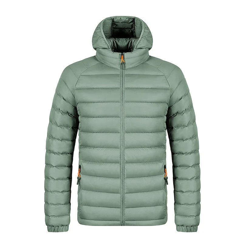 Cozy lightweight hooded jacket with pockets in various colors, perfect for men's winter fashion and outdoor activities