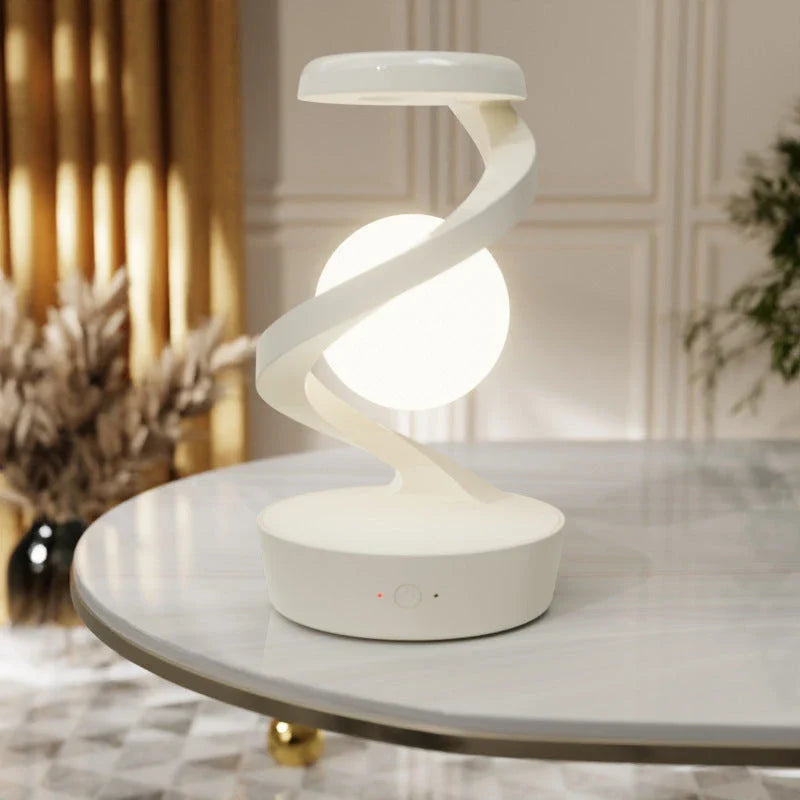 Stylish Rotating Moon Lamp with Wireless Phone Charging - Captivating Desk Accessory with Soothing Lighting and Convenient Wireless Charging