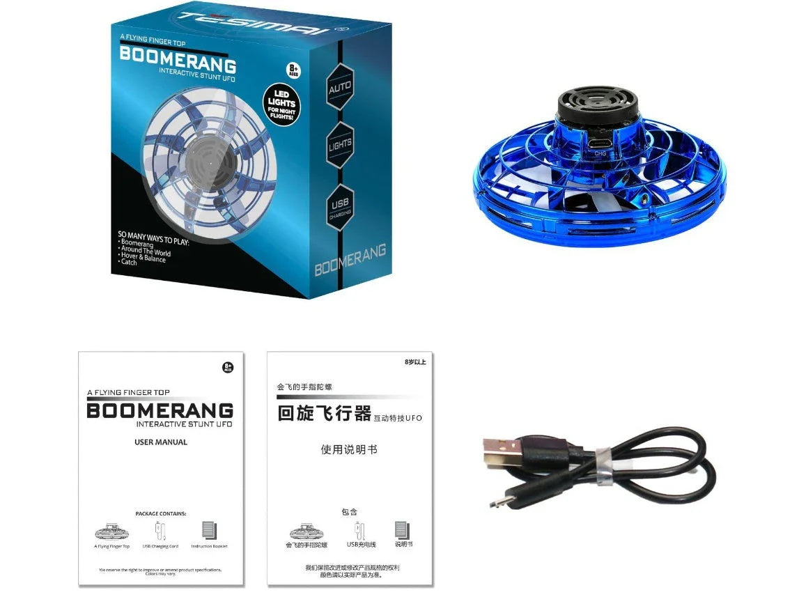 Mini Fingertip Gyro Interactive Decompression Toy Drone with LED UFO-style lighting and helicopter design for high-flying fun