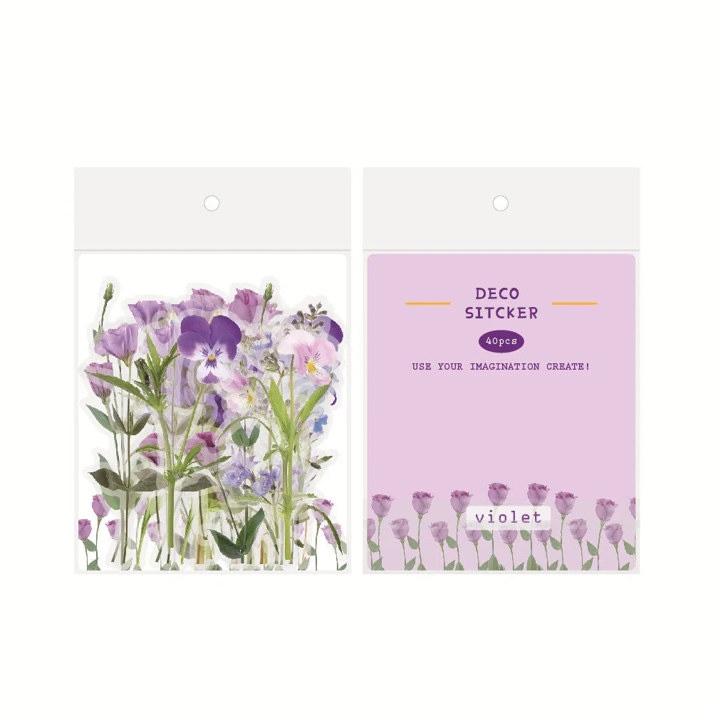 Enchanting collection of transparent floral, mushroom, and fern stickers for DIY crafting and design