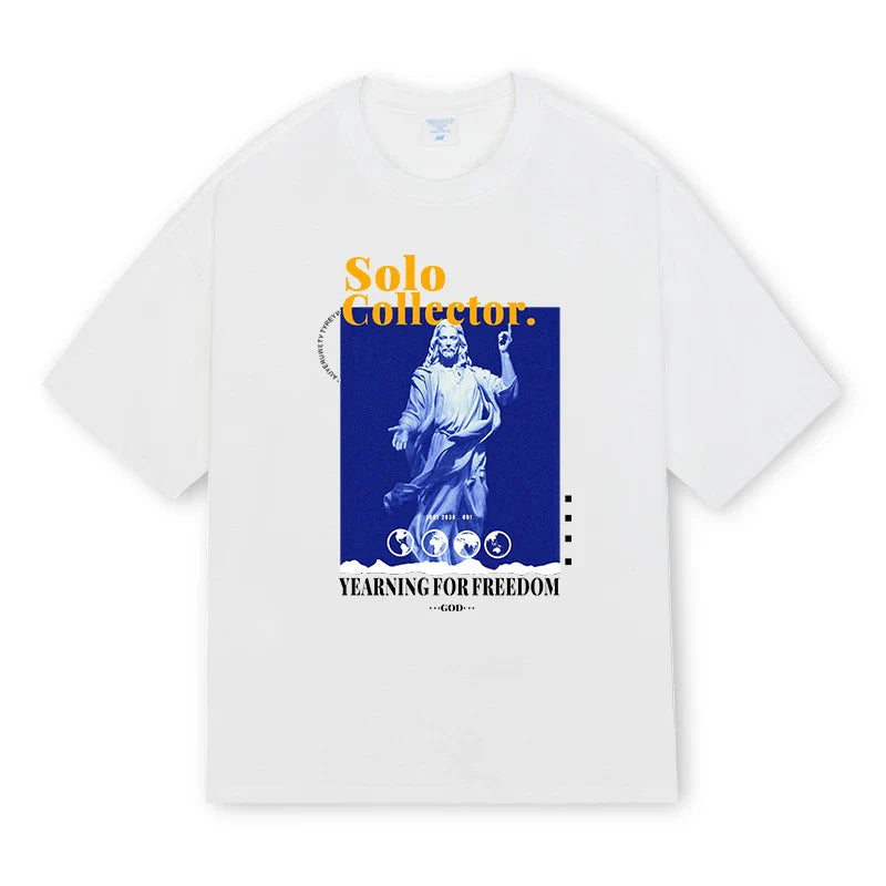 A fashionable short-sleeved t-shirt for men in a classic white or black colour, perfect for summer.