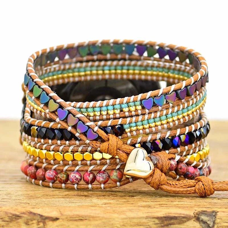 Love Black Gallstone Emperor Stone Rice Bead Woven Watch Strap - Premium UK Accessory with Natural Stone Beads and Unique Textural Appeal