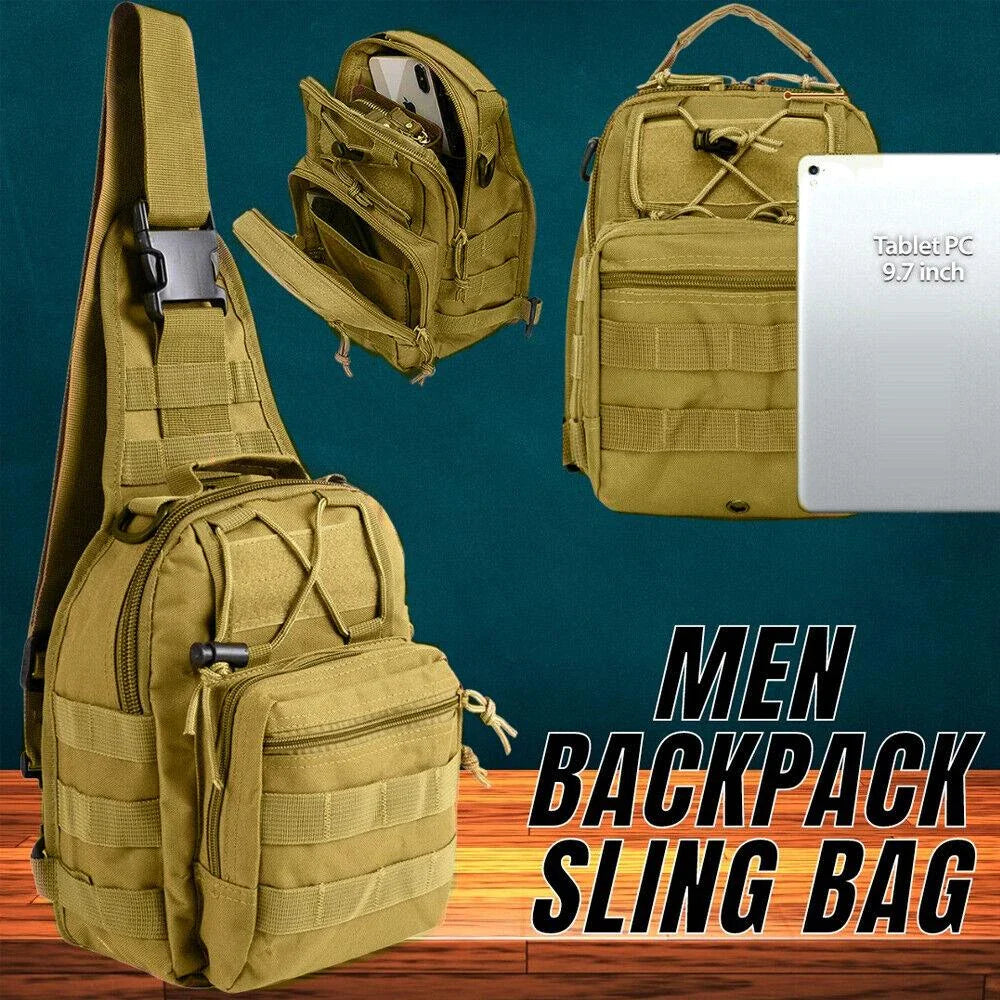 Men's Waterproof Tactical Sling Chest Pack with Adjustable Strap, Multiple Pockets, and Durable Military-Grade Nylon Construction