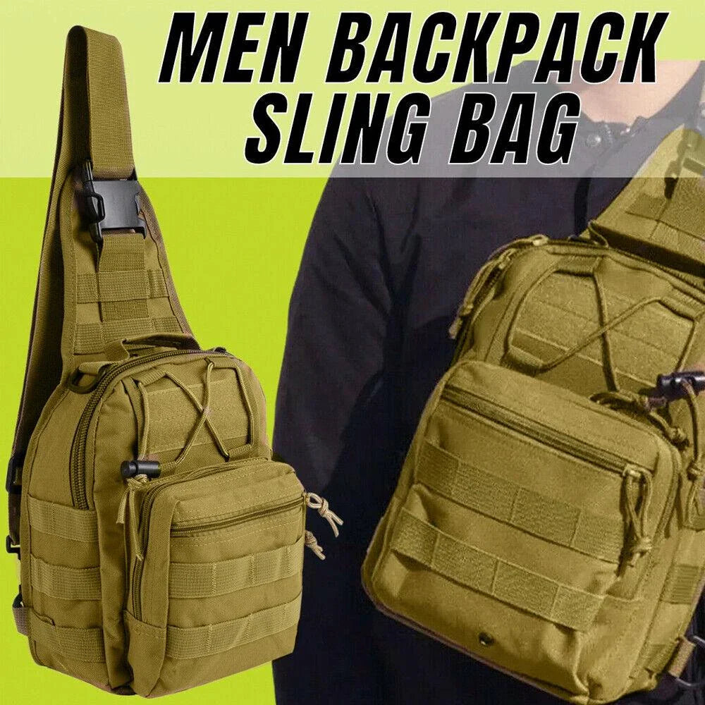 Men's Waterproof Tactical Sling Chest Pack with Adjustable Strap, Multiple Pockets, and Durable Military-Grade Nylon Construction