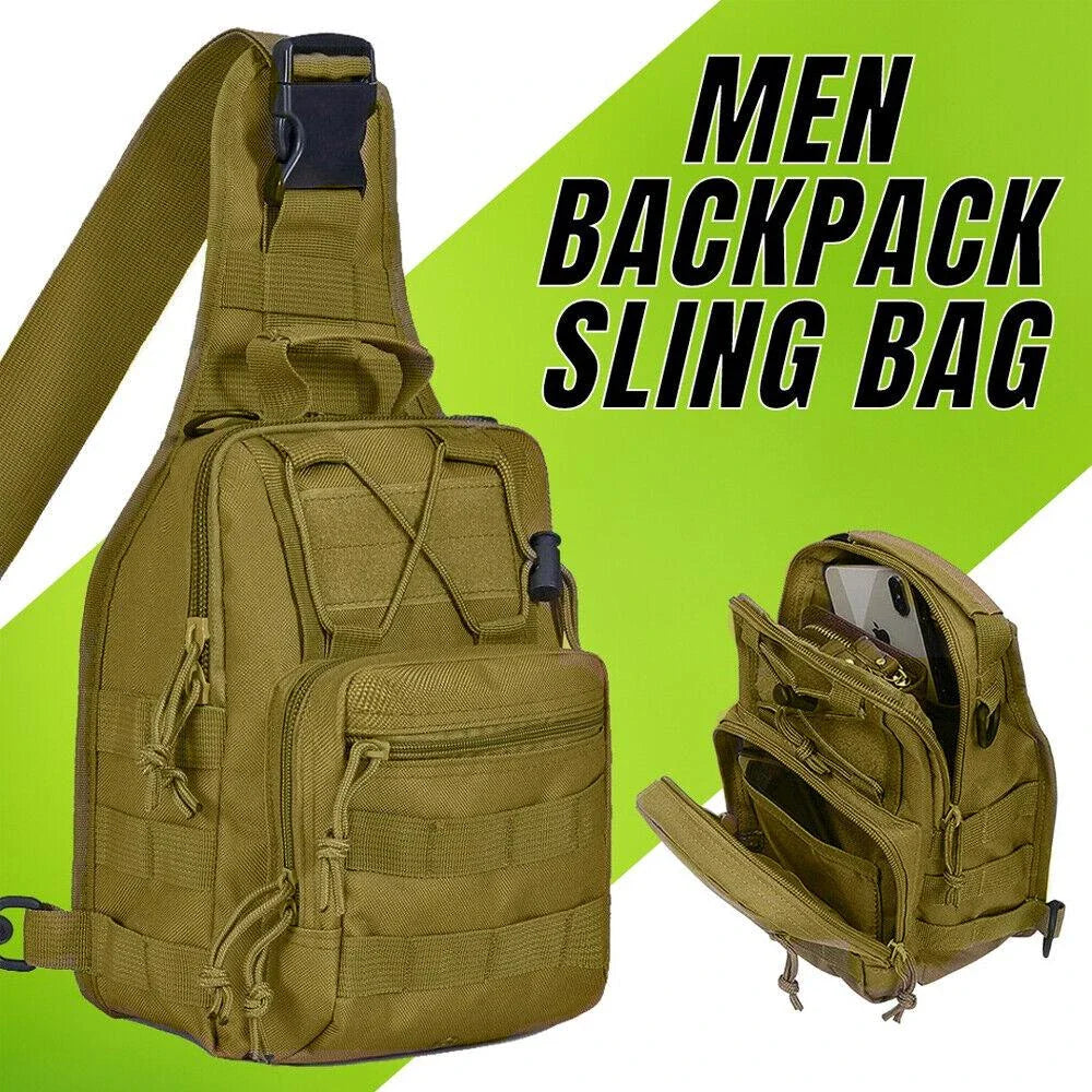 Men's Waterproof Tactical Sling Chest Pack with Adjustable Strap, Multiple Pockets, and Durable Military-Grade Nylon Construction