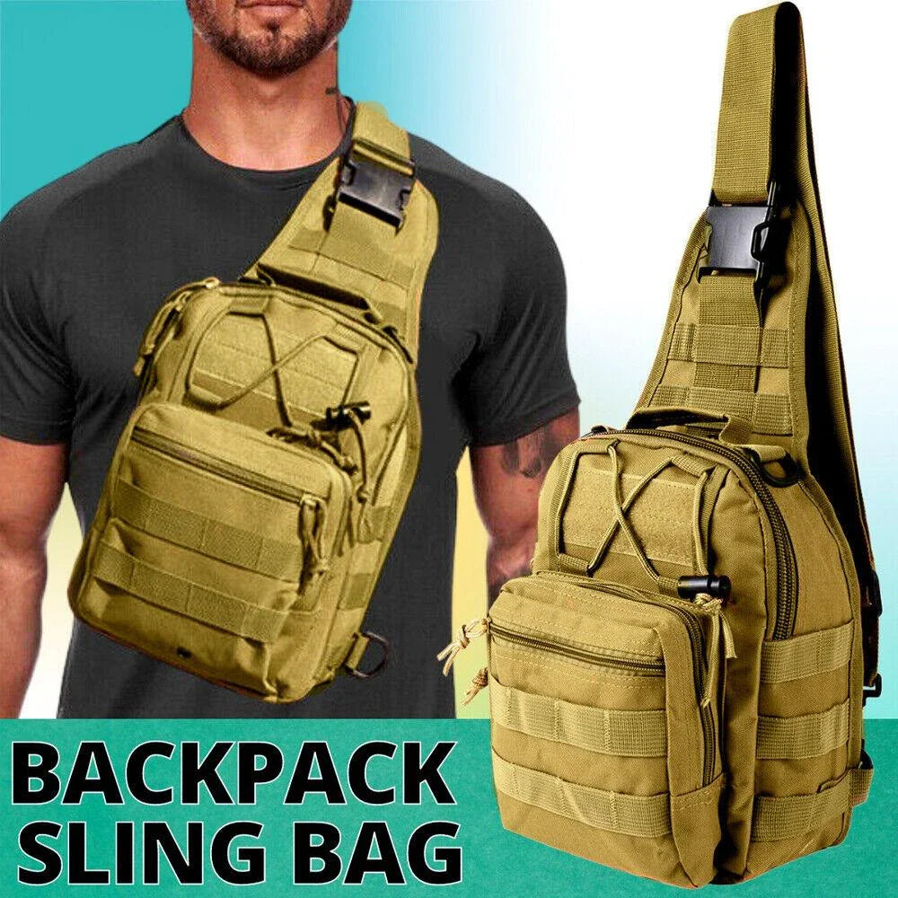 Men's Waterproof Tactical Sling Chest Pack with Adjustable Strap, Multiple Pockets, and Durable Military-Grade Nylon Construction